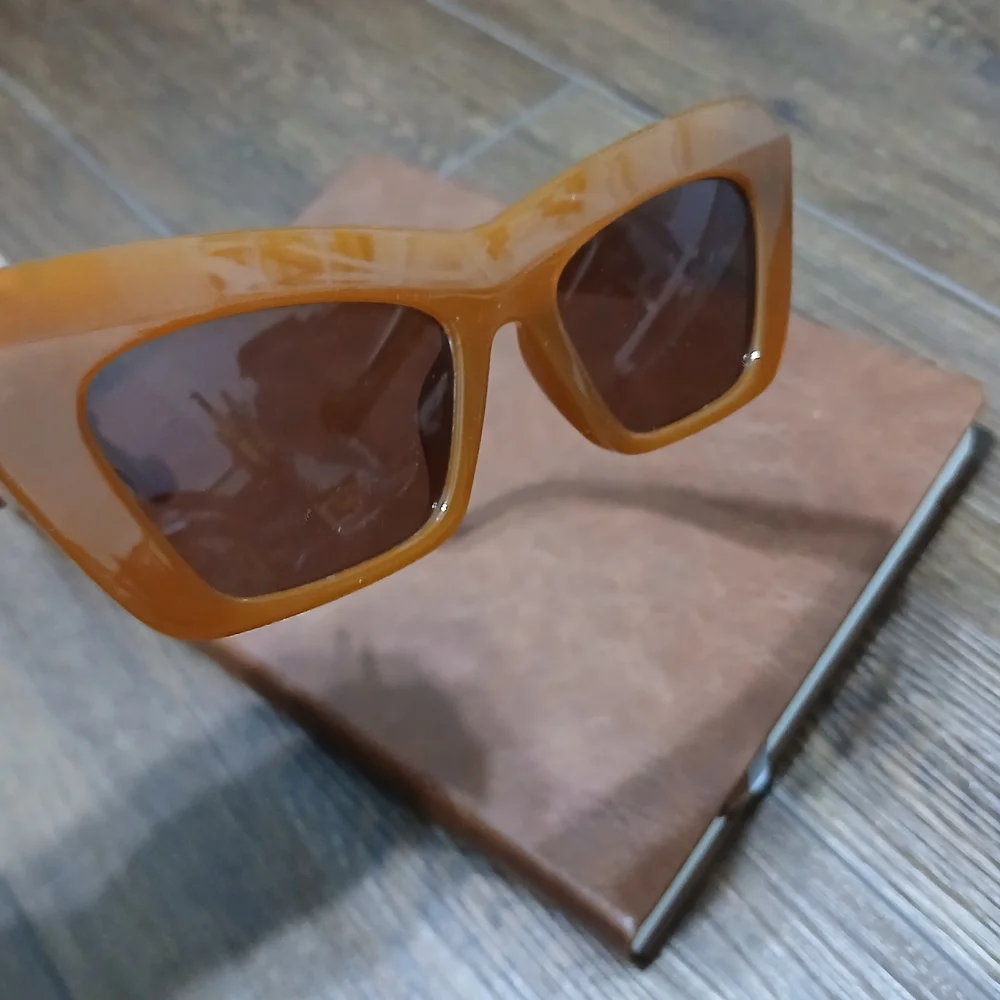Oversized Cat Eye Burnt Orange Brown Sunglasses